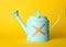 Light blue watering can with sticking plasters