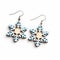 Light Blue Wood Snowflake Drop Earrings