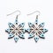 Light Blue Wood Snowflake Earrings: Colorful And Dynamic Symmetry