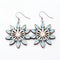 Light Blue Wooden Flower Earrings With Bold Structural Designs