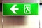 Light box of fire exit old on wall, Warning sign for fire escape, Fire Alarm Signs, Fire door sign green