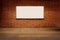 Light box or white board on brick grunge wall and street floor background
