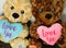 Light brown and dark brown love teddybears, I LOVE YA