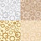 Light brown and gray vector seamless patterns with gears - industrial seamless backgrounds