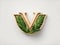a light brown shape latter V with leaf\\\'s on simple background, world vegetable day, vegan day, world food day