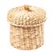 Light brown wicker basket with closed lid