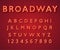 Light bulb alphabet in Broadway theatre style.