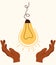 A light bulb as a symbol of creating a brilliant business idea, finding solutions, understanding. Light bulb in human