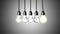 A light bulb boosts other extinguished bulbs. Newton\'s cradle concept.