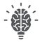 Light bulb brain glyph icon, school and education