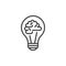 Light bulb and brain line icon, outline vector sign, linear style pictogram isolated on white.