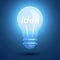 Light bulb brighten in dark blue background. Idea concept vector illustration