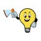 Light bulb cartoon character with megaphone. Design vector