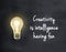 Light bulb with creativity quote