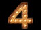 Light bulb digit alphabet character 4 four font