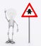 Light bulb figure and priority road sign