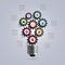 Light Bulb with gears and cogs. Infographic design template. Business concept. Vector illustration