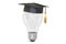 Light bulb with graduation cap, idea concept. 3D rendering