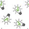 Light bulb and green checkmark vector icon. The symbol of the origin of the idea seamless pattern on a white background
