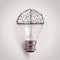 Light bulb with hand drawn brain as creative idea