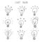 Light bulb hand drawn vector icon set