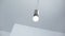 Light bulb hanging from ceiling, energy saving and energy efficiency, service