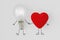 Light bulb and heart holding hands - Concept of brain and heart