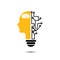 Light bulb human creative with technology icons