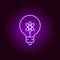 light bulb icon. Elements of science illustration in violet neon style icon. Signs and symbols can be used for web, logo, mobile