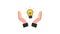 Light bulb icon with hands. lamp, incandescent bulb. Motion graphics 4k
