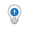 Light Bulb icon, Idea, solution, thinking icon with exclamation mark. Light Bulb icon and alert, error, alarm, danger symbol