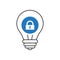 Light Bulb icon, Idea, solution, thinking icon with padlock sign. Light Bulb icon and security, protection, privacy symbol