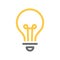 Light bulb icon. Line yellow and grey color outline version vector sign. Idea Symbol, logo illustration. Vector graphics
