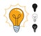 Light bulb icon retro glass lamp silhouette stamp doodle line idea sign set classic lightbulb shine
