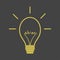 Light bulb icon, yellow on a dark background with the words - shine. Vector.