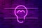 Light bulb, idea glowing purple neon sign or LED strip light. Realistic vector illustration