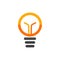 Light bulb isolated vector logo. Orange lamp logotype on white background