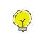 Light bulb isolated on white. Cartoon style. Flat hand drawn art. Symbol of creativity, innovation, inspiration