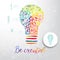 Light bulb made of watercolor, lightbulb and creative icons, watercolor creative concept. Vector concept - creativity and idea. Le