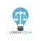 Light bulb and scale of Justice logo design.