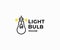 Light bulb shaped lighthouse logo design. Navigation beacon and electrical plug vector design