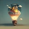 Light bulb with small yellow house inside - Inspiration and creativity