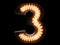 Light bulb spiral digit alphabet character 3 three font