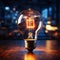 Light bulb symbolizes creative growth in blue themed concept