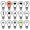 Light bulb symbols with various idea icons
