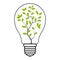 Light bulb tree plant inside, vector light bulb with green plant symbol of eco energy saving and renewable energy, green