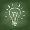 Light bulb vector idea chalk icon on green