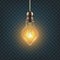 Light Bulb Vector. Steampunk Style Light Bulb. Innovation Element. 3D Realistic Transparent Illustration