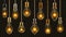 Light Bulb Vintage Set Vector. Glowing Shine Lamp. Transparent 3D Realistic Electric Retro Loft Or Steampunk Style