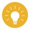Light bulb yellow circle in cartoon style. Light bulb line icon vector. Solution, idea icon symbol. Stock image